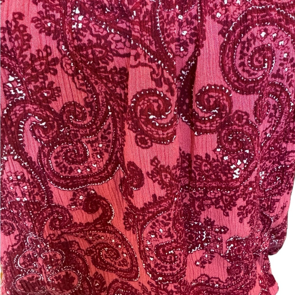 Anthropologie LUQ large pink red paisley boho top - Picture 6 of 10